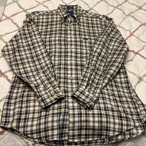 Faconnable long sleeve cotton plaid men’s dress shirt